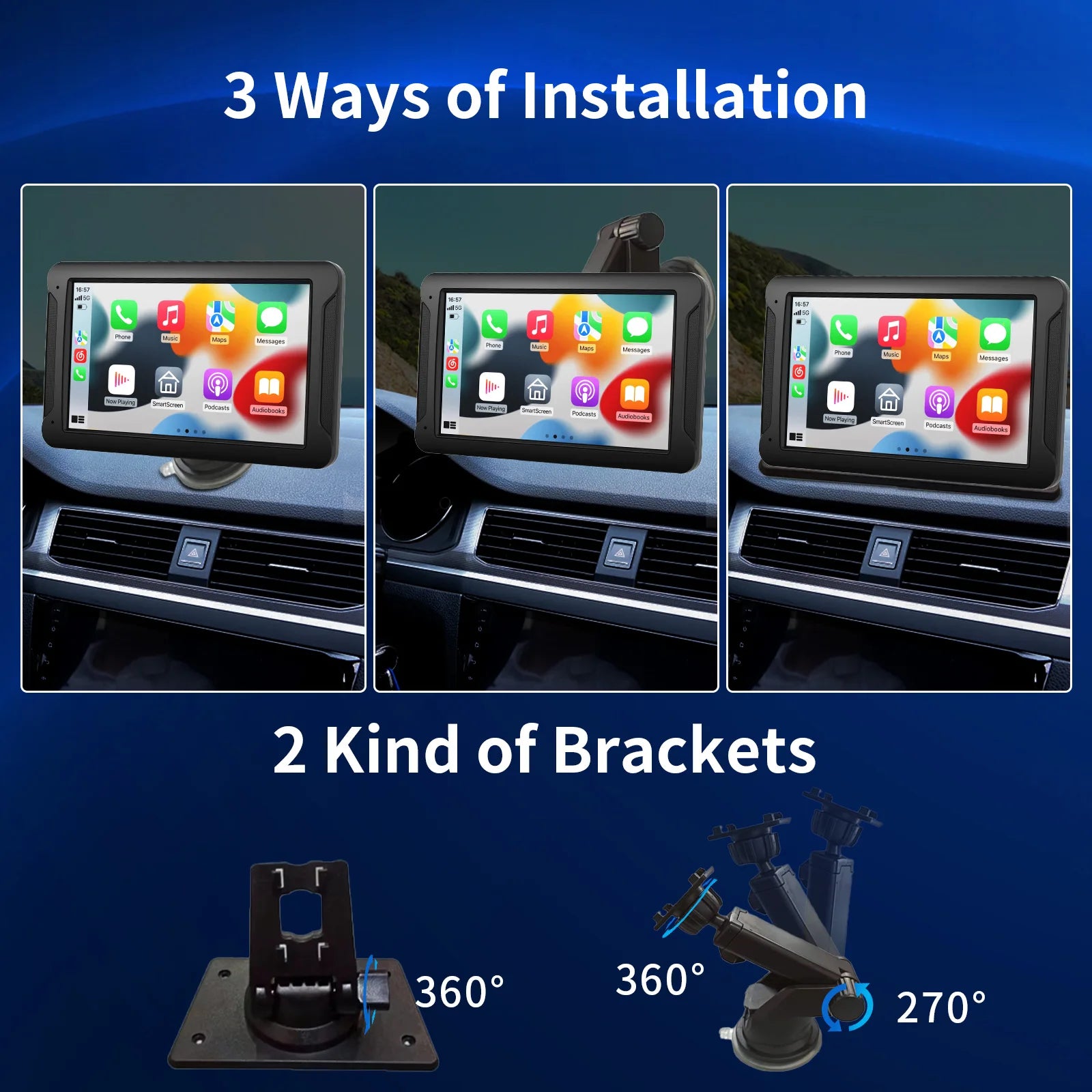 7 inch HD Wireless CarPlay Screen for Car with touchscreen